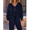 image:imageZESICA Womens 2 Piece Outfits 2026 Fall Lounge Pajama SetsNavy