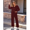 image:imageZESICA Womens 2 Piece Outfits 2026 Fall Lounge Pajama SetsWine