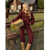image:imageZESICA Womens 2 Piece Outfits 2026 Fall Lounge Pajama SetsWine