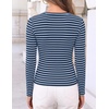 image:imageZESICA Womens Striped Fall Long Sleeve Cute Shirt Dressy Work Going Out TopBlue Navy