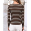 image:imageZESICA Womens Striped Fall Long Sleeve Cute Shirt Dressy Work Going Out TopBrown