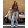 image:imageZESICA Womens Striped Fall Long Sleeve Cute Shirt Dressy Work Going Out TopBrown