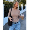 image:imageZESICA Womens Striped Fall Long Sleeve Cute Shirt Dressy Work Going Out TopChestnut