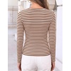image:imageZESICA Womens Striped Fall Long Sleeve Cute Shirt Dressy Work Going Out TopChestnut