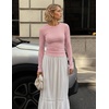 image:imageZESICA Womens Striped Fall Long Sleeve Cute Shirt Dressy Work Going Out TopLight Pink