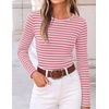 image:imageZESICA Womens Striped Fall Long Sleeve Cute Shirt Dressy Work Going Out TopLight Pink