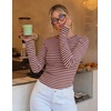image:imageZESICA Womens Striped Fall Long Sleeve Cute Shirt Dressy Work Going Out TopPink Coffee