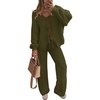 image:imageZESICA Womens 2 Piece Outfits 2026 Fall Lounge Pajama SetsArmygreen