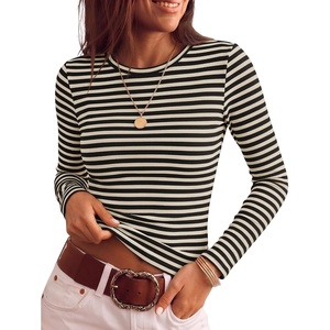 image:imageZESICA Womens Striped Fall Long Sleeve Cute Shirt Dressy Work Going Out TopBlack