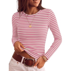 image:imageZESICA Womens Striped Fall Long Sleeve Cute Shirt Dressy Work Going Out TopLight Pink