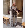 image:imageZESICA Womens 2 Piece Striped Sets Fall Lounge Matching OutfitBrown