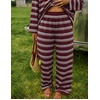image:imageZESICA Womens 2 Piece Striped Sets Fall Lounge Matching OutfitRedwine