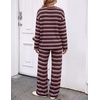image:imageZESICA Womens 2 Piece Striped Sets Fall Lounge Matching OutfitRedwine