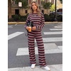 image:imageZESICA Womens 2 Piece Striped Sets Fall Lounge Matching OutfitRedwine