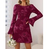 image:imageZESICA Womens 2026 Fall Floral Wedding Guest Cocktail Mini DressBurgundy