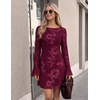 image:imageZESICA Womens 2026 Fall Floral Wedding Guest Cocktail Mini DressBurgundy