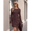 image:imageZESICA Womens 2026 Fall Floral Wedding Guest Cocktail Mini DressCoffee