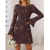 image:imageZESICA Womens 2026 Fall Floral Wedding Guest Cocktail Mini DressCoffee