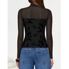 image:imageZESICA Womens Fall Long Sleeve Turtleneck Floral Sheer Mesh Ruched TopsBlack