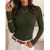 image:imageZESICA Womens Fall Mock Neck Long Sleeve Shirts Business Casual TopsArmygreen