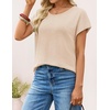 image:imageZESICA Womens Summer Wool Blend Short Sleeve Sweater TopsApricot
