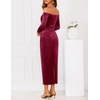 image:imageZESICA Womens Velvet Long Sleeve Off Shoulder Formal Bodycon Maxi DressBurgundy