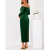 image:imageZESICA Womens Velvet Long Sleeve Off Shoulder Formal Bodycon Maxi DressGreen