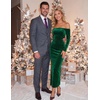 image:imageZESICA Womens Velvet Long Sleeve Off Shoulder Formal Bodycon Maxi DressGreen
