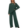 image:imageZESICA Womens 2 Piece Striped Sets Fall Lounge Matching OutfitGreen