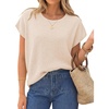 image:imageZESICA Womens Summer Wool Blend Short Sleeve Sweater TopsApricot