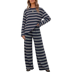 image:imageZESICA Womens 2 Piece Striped Sets Fall Lounge Matching OutfitSapphireblue