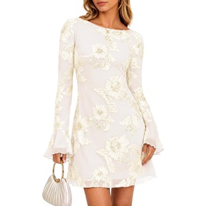 image:imageZESICA Womens 2026 Fall Floral Wedding Guest Cocktail Mini DressApricot