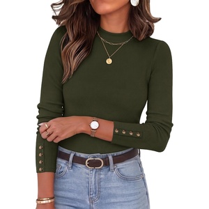 image:imageZESICA Womens Fall Mock Neck Long Sleeve Shirts Business Casual TopsArmygreen