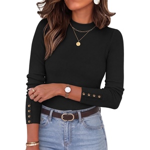 image:imageZESICA Womens Fall Mock Neck Long Sleeve Shirts Business Casual TopsBlack