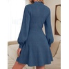 image:imageZESICA Womens Fall Mock Neck Long Lantern Sleeve Sweater Mini DressDustyblue