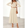 image:imageZESICA Womens Fall Winter Pleated Cocktail Party Midi Sweater DressApricot