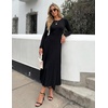 image:imageZESICA Womens Fall Winter Pleated Cocktail Party Midi Sweater DressBlack