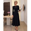 image:imageZESICA Womens Fall Winter Pleated Cocktail Party Midi Sweater DressBlack