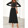 image:imageZESICA Womens Fall Winter Pleated Cocktail Party Midi Sweater DressBlack