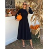 image:imageZESICA Womens Fall Winter Pleated Cocktail Party Midi Sweater DressBlack