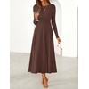 image:imageZESICA Womens Fall Winter Pleated Cocktail Party Midi Sweater DressBrown