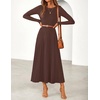 image:imageZESICA Womens Fall Winter Pleated Cocktail Party Midi Sweater DressBrown