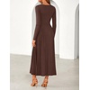 image:imageZESICA Womens Fall Winter Pleated Cocktail Party Midi Sweater DressBrown