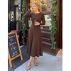 image:imageZESICA Womens Fall Winter Pleated Cocktail Party Midi Sweater DressBrown