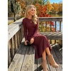image:imageZESICA Womens Fall Winter Pleated Cocktail Party Midi Sweater DressBurgundy