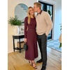 image:imageZESICA Womens Fall Winter Pleated Cocktail Party Midi Sweater DressBurgundy