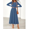 image:imageZESICA Womens Fall Winter Pleated Cocktail Party Midi Sweater DressDusty Blue