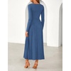 image:imageZESICA Womens Fall Winter Pleated Cocktail Party Midi Sweater DressDusty Blue
