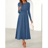 image:imageZESICA Womens Fall Winter Pleated Cocktail Party Midi Sweater DressDusty Blue