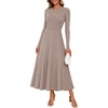 image:imageZESICA Womens Fall Winter Pleated Cocktail Party Midi Sweater DressKhaki